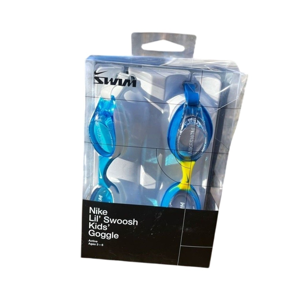 Nike Lil' Swoosh Kids' Boys Swim Goggles 2 Pairs: Blue and Yellow (Ages 3-6) NIB